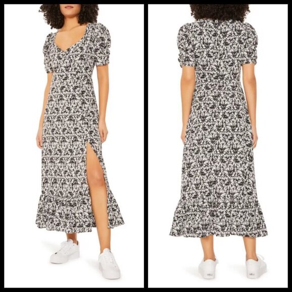 💕LIKELY💕 Saylor Dress ~ Black & White Abstract Floral Print 6 NWT - Picture 3 of 16